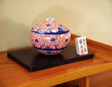 Fujii Kinsai Arita Japan - Somenishiki  Kinsai Full of Sakura and Multi stored building Vase 14.50 cm - Free Shipping
