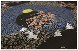 Yu-Soku - Yozakura Usagi Black   夜桜うさぎ  - Furoshiki 50 x 50 cm