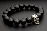 Saito - Skull (Silver 925) w/Bonji with Onyx Rosary