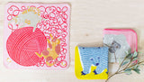 Kata Kata  soft towel 100% cotton - Neko to Keito (Cat)  Pink   25 x 25 cm