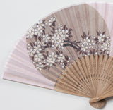 Traditional handcrafted Kyoto Ladies' Sensu - Ito Jakuchu - Sakura & Plum - Pink