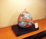 Fujii Kinsai Arita Japan - Somenishiki  Kinsai Seigaiha Oogiwari Flower & Bird vase 37.00 cm - Free Shipping