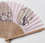 Traditional handcrafted Kyoto Ladies' Sensu - Ito Jakuchu - Sakura & Plum - Pink