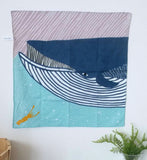 Kata Kata - Fin whale  Blue - Furoshiki   50 x 50 cm