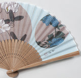 Traditional handcrafted Kyoto Ladies' Sensu - Ito Jakuchu - Tessen & Ajisai - Blue