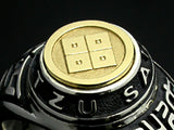 Saito - Kamon (Family Crest Emblem) (18Kt Gold) with Sun Tzu Silver Ring Silver 925
