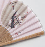 Traditional handcrafted Kyoto Ladies' Sensu - Ito Jakuchu - Sakura & Plum - Pink