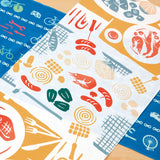 Kenema  - Barbecue  (バーベキュー)    (The dyed Tenugui)- Japanese traditional Tenugui