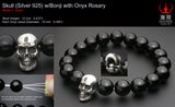 Saito - Skull (Silver 925) w/Bonji with Onyx Rosary