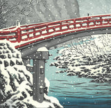 Kawase Hasui - #HKS-12   Nikko Shinkyo no Yuki  (Snow at Shinkyo Bridge,Nikko) - Free Shipping