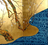 Tominaga Jyuho - Japanese Traditional Hand Paint Byobu (Gold Leaf Folding Screen) - X113 - Free Shipping