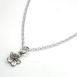 Saito - Sakura Silver Pendant top (Silver 925) with 3.1 mm Natural Ruby - Large with 50 cm silver chain
