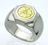Saito - 18Kt Gold Family Crest - Octagon shape Ring Silver 925