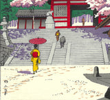 Asano Takeji - TA6  Kuramadera Haruiro 浅野竹二木版画 TA6　鞍馬寺春色 - Free Shipping