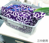 DOTCH DOTCH（どっちどっち) - Flowers and Cats/Purple x Blue A   花とねこ／紫×青Ａ  - Furoshiki    105 x 105 cm