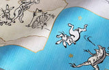 Cho Jyu Jinbutsu Giga Emaki (Choju Jinbutsu Giga Picture Scroll)  鳥獣人物戯画 絵巻 ブルー イエロー  20832-102 - Furoshiki 50 x 50 cm