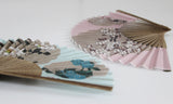 Traditional handcrafted Kyoto Sensu (folding fan) - Ito Jakuchu 伊藤若冲 「花卉天井画」- Sakura & Plum - Pink