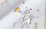 Cho Jyu Jinbutsu Giga  Hasu no ha (Lotus Leaf Turquoise) (鳥獣人物戯画)  100 鳥獣人物戯画 蓮の葉 ターコイズ  20831-301   - Furoshiki 100 x 100 cm