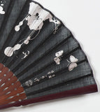 Traditional handcrafted Kyoto Sensu (folding fan)- Ito Jakuchu Genpo Youka　伊藤若冲の拓版画集 　「玄圃瑤華」 - Black