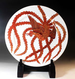 Fujii Kinsai Arita Japan - Akae Kinsai a painting of a phoenix Ornamental plate 36.10 cm  赤絵金彩鳳凰絵飾り大皿（径36.1ｃｍ）  - Free Shipping