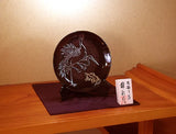 Fujii Kinsai Arita Japan - Tenmokuyu Platinum  Painting of Cranes and turtle Ornamental Plate 19.00 cm    天目プラチナ彩鶴亀絵飾り皿（径１９ｃｍ） - Free Shipping
