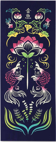 Kenema  -  50287  Lotus goldfish　蓮見金魚　 Japanese Tradition Cotton Towel (The dyed Tenugui)