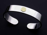Saito - Family Crest Bangle (Silver 950) - 18K Kamon (Family crest)  Gold Emblem