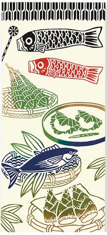 Kenema  -  50310    Manpuku Koinobori (Carp Streamer for Good Fortune) 万福鯉のぼり　 (Boys' Festival)  Japanese Tradition Cotton Towel (The dyed Tenugui)