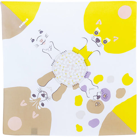 Cochae - Dog   48 どうぶつコチャエ イヌ ベージュ/キイロ   20473-102  - Furoshiki 48 x 48 cm