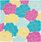 Himemusubi - Botan  (peony)  牡丹 Turquoise Pink   20552-110   - Furoshiki   50 x 50 cm