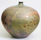 Fujii Kinsai Arita Japan - Yurisai Kinran Painting of Peacocks and Peonies vase 27.50 cm (Superlative Collection)     金襴手様式釉裏彩吉祥孔雀牡丹絵壷 - Free Shipping