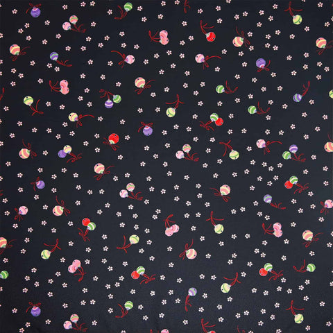 Eco Cloth  エコクロス® 文様柄シリーズ -  Bell and cherry blossoms  鈴と桜   - Furoshiki   70 x 70 cm