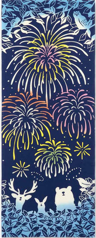Kenema - 　Forest Fireworks　森の花火　  (The dyed Tenugui) - Japanese traditional Tenugui