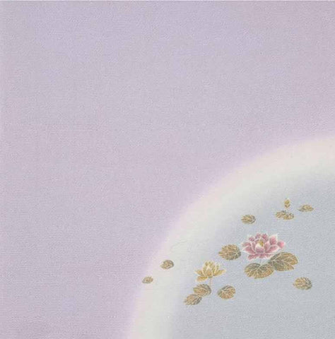 Chirimen Yusen Furoshiki 100% silk  - Lotus  蓮  - Furoshiki (Japanese Wrapping Cloth)　45 x 45 cm 正絹ちりめん友仙ふろしき　