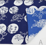 Choju Giga 鳥獣戯画 - Blue x Light blue A  水玉／青×水色Ａ    - Double-sided furoshiki (wrapping cloth) - Furoshiki (Japanese Wrapping Cloth)　105 x 105 cm 　　