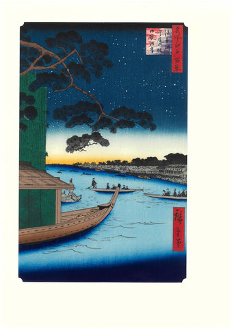 Utagawa Hiroshige - No.061 The "Pine of Success" and Oumayagashi on the Asakusa River 浅草川首尾の松御厩河岸  - Free Shipping