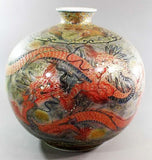 Fujii Kinsai Arita Japan - Yurisai Kinran Rise Dragon Ornamental vase 29.00 cm (Superlative Collection) 金襴手様式釉裏彩吉祥龍絵花瓶  - Free Shipping
