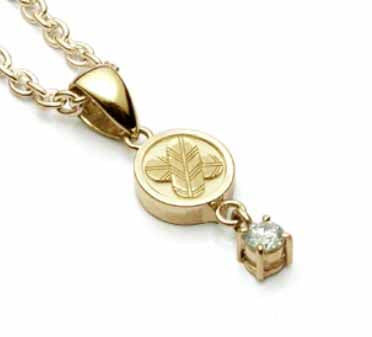Saito - Family Crest Pendant top - Mini, 18K Gold with Diamond (0.1 carat)