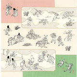 Cho Jyu Jinbutsu Giga Emaki (Choju Jinbutsu Giga Picture Scroll)  鳥獣人物戯画 絵巻 グリーン ピンク  20832-101 - Furoshiki 50 x 50 cm