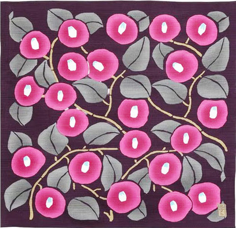 Takehisa Yumeji - Tsubaki(Camellia)  Shikon つばき シコン  21180-110　- Furoshiki 48 x 48 cm