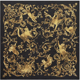 LaLaLu -  Cat Rondo / Black   ねこの輪舞曲（ロンド）／ブラック  - Furoshiki   97 x 97 cm