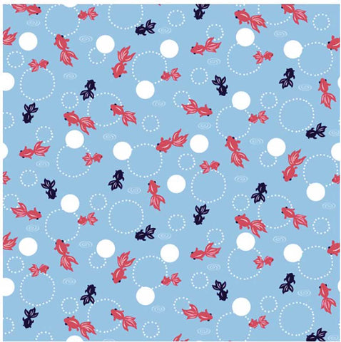 Seiran -  Goldfish 青嵐 綿 小 風呂敷 約48cm【金魚】MA1013  - Furoshiki (Japanese Wrapping Cloth)  48 x 48 cm