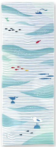 JIKAN STYLE (Kenema)  -  14755  Here and there / Wave Stripes   ここかしこ/波縞  -  (The dyed Tenugui)