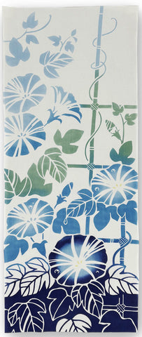 JIKAN STYLE (Kenema)  - 50315  Morning glory dew  朝顔の露  -  (The dyed Tenugui)