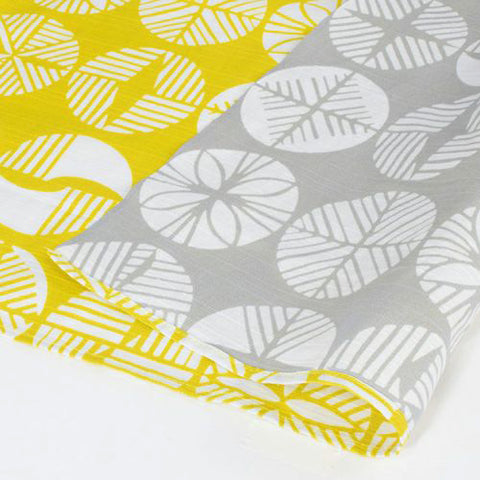 Isamonyou -  Double-Sided Dyeing  Matsu (pine) Yellow/Gray　100 伊砂文様 両面 松 キイロ/グレー　20478-338  - Furoshiki (Japanese Wrapping Cloth)