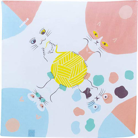 Cochae - Cat  48 どうぶつコチャエ ネコ ピンク/ブルー   20473-101 - Furoshiki 48 x 48 cm
