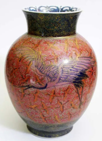 Fujii Kinsai Arita Japan - Kiknran Yurisai Kinran Tsuru Kame vase 24.10 cm    (Superlative Collection) - Free Shipping