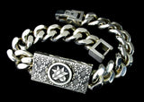 Saito - Family crest bracelet - genuine  Silver 950 (plate with family crest) with 925 silver  chain