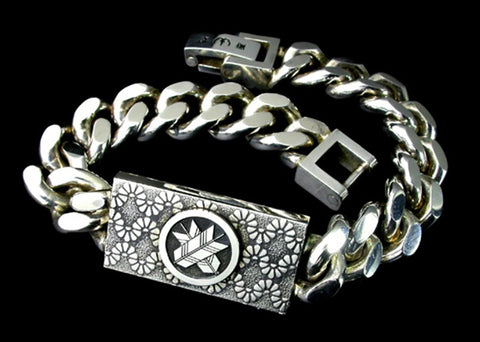 Saito - Family crest bracelet - genuine  Silver 950 (plate with family crest) with 925 silver  chain