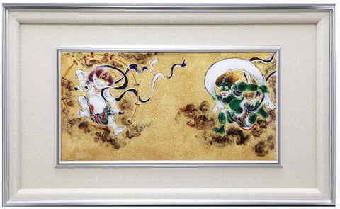 Saikosha - #101-01  Tawaraya Sotatsu   Fujin Raijin  (Framed Cloisonné ware) - Free Shipping